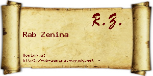 Rab Zenina névjegykártya